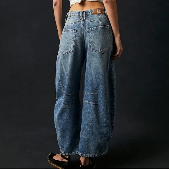 Free People Light Blue Wide Leg Jeans - Picture 2 of 4